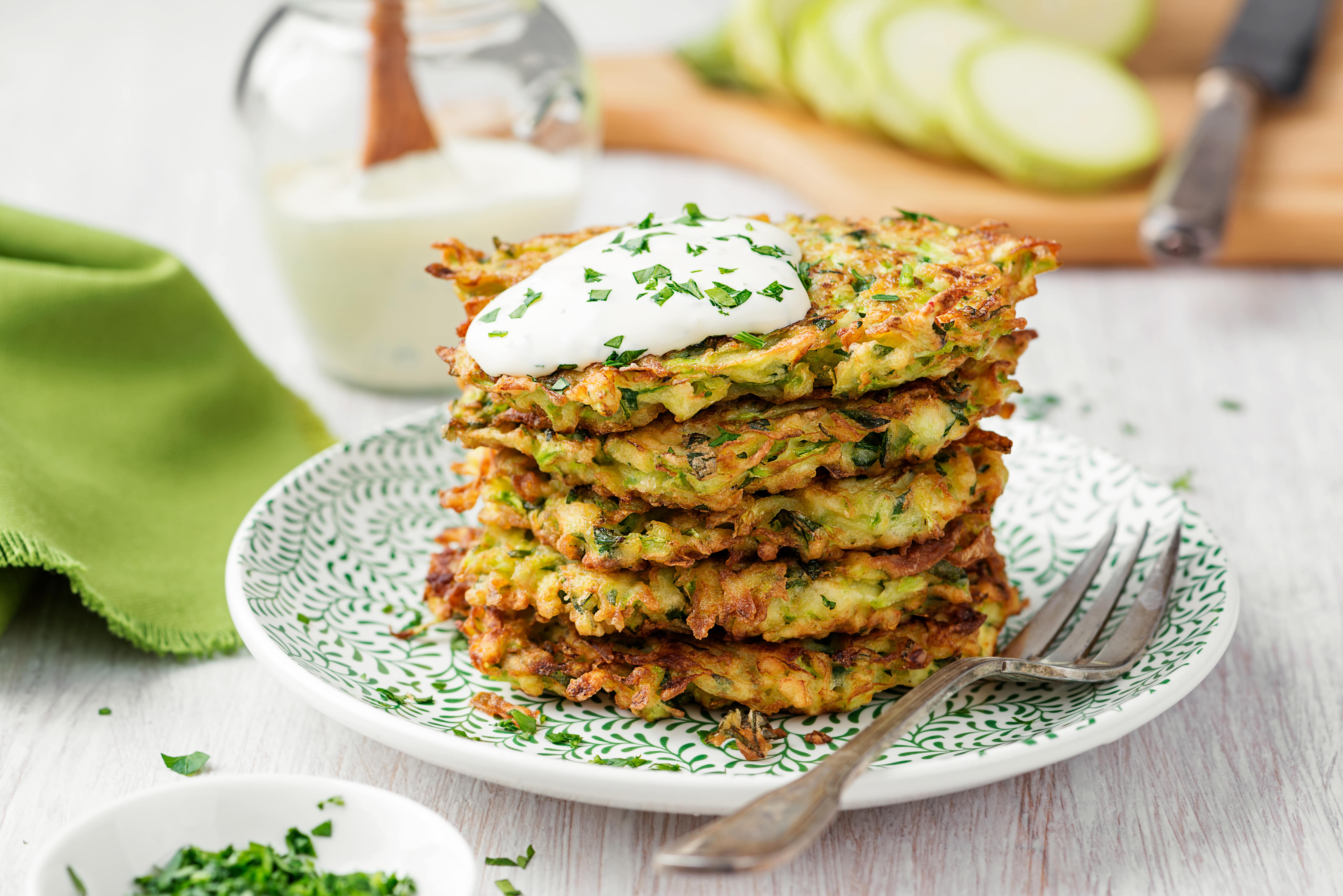 Zucchini Pancakes with Smoked Turkey